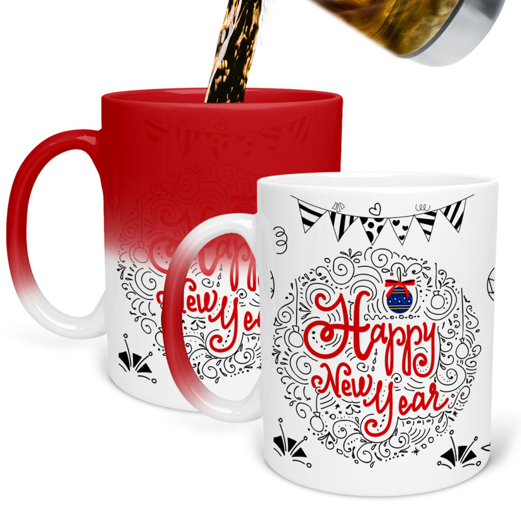 Happy New Year Doddles | Happy New Year 2022 Mug | 325 Ml | Printed Ceramic Coffee Mug